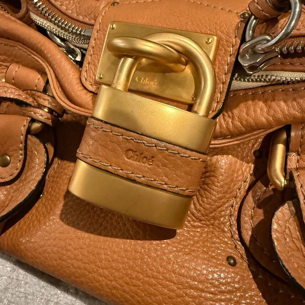 Chloe Tan Satchel Bag with Gold Accents - Picture 10 of 15